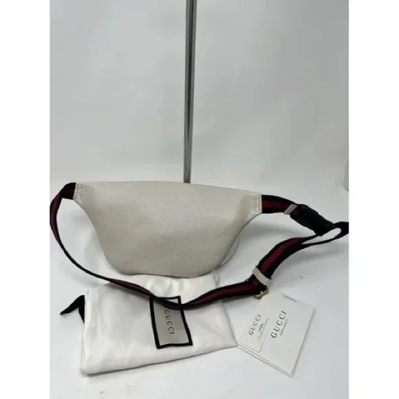 Gucci Logo leather belt Ivory white leather Fanny pack leather shoulder bag - Picture 3 of 7